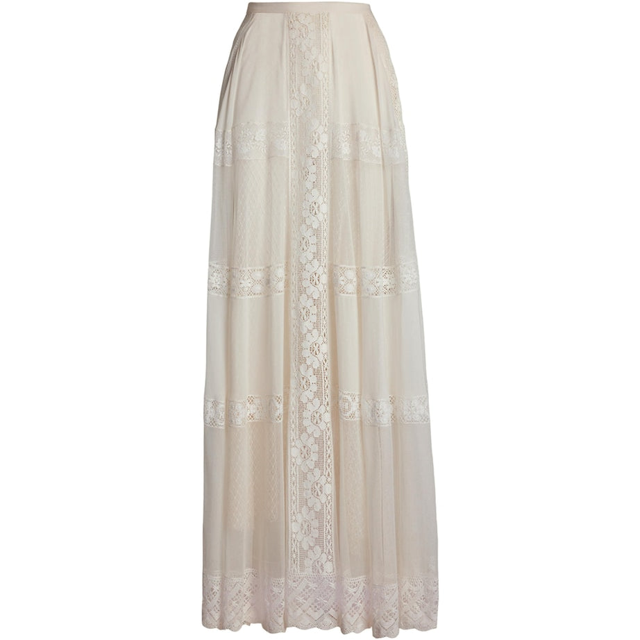 Ralph Lauren Collection White Cotton-Silk Malti Skirt