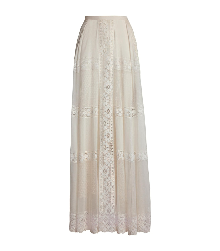 Ralph Lauren Collection White Cotton-Silk Malti Skirt