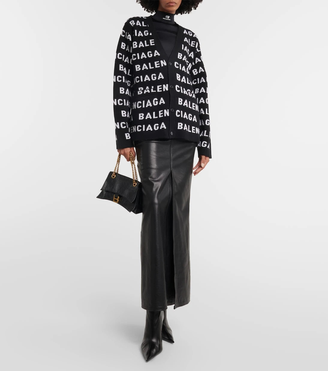 Balenciaga - كارديجان من مزيج الصوف بنقشة شعار الماركة الجاكار