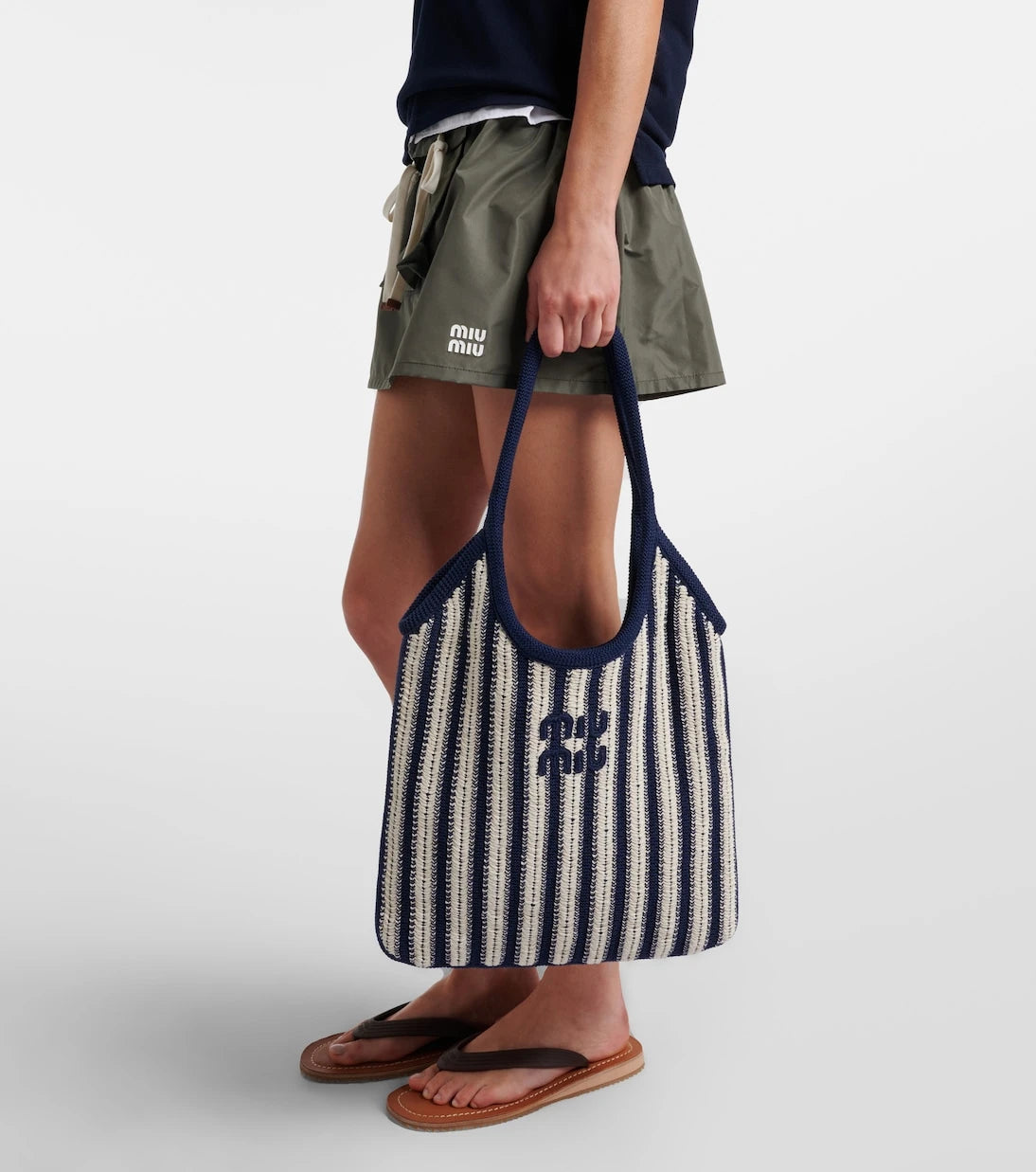 Miu Miu - Ivy striped crochet shoulder bag