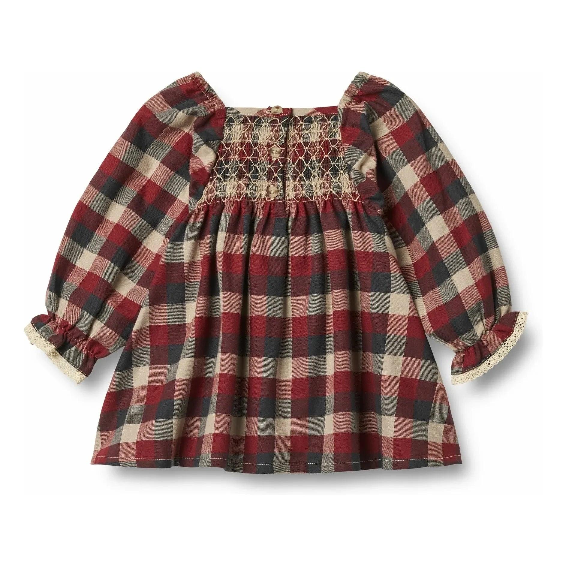 Wheat - Bella Dress Organic cotton check | Red