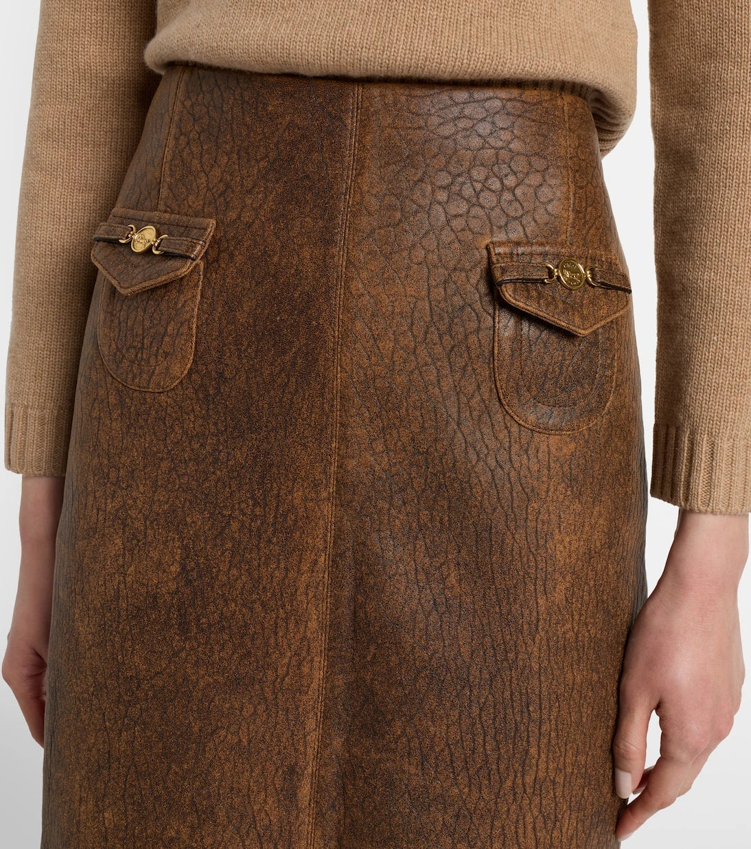 Chloé - Leather midi skirt