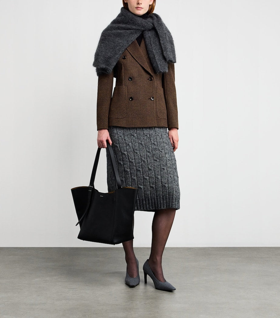 Max Mara Brown Cotton-Blend Houndstooth Blazer