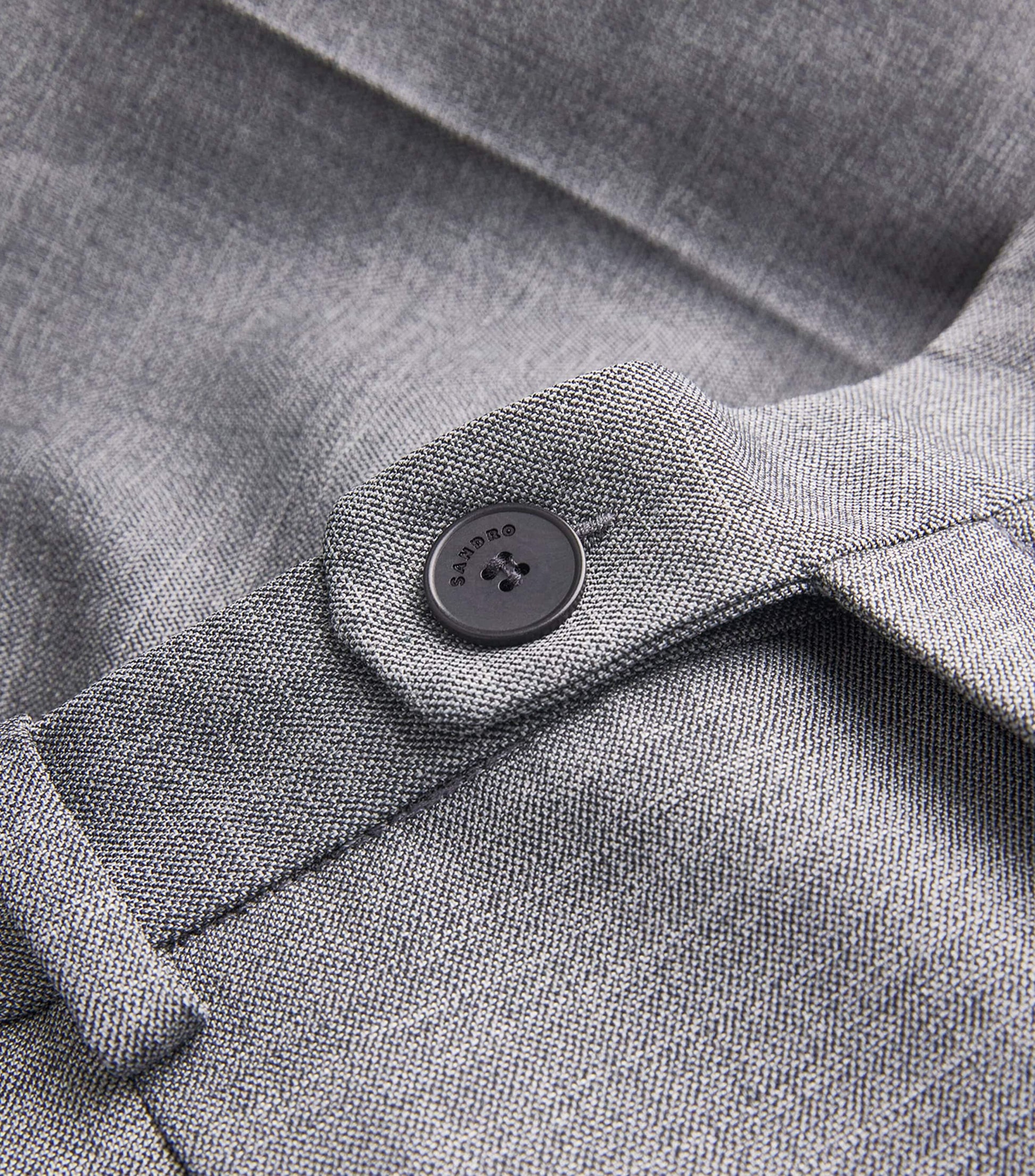 Black Wool-Blend Straight Trousers