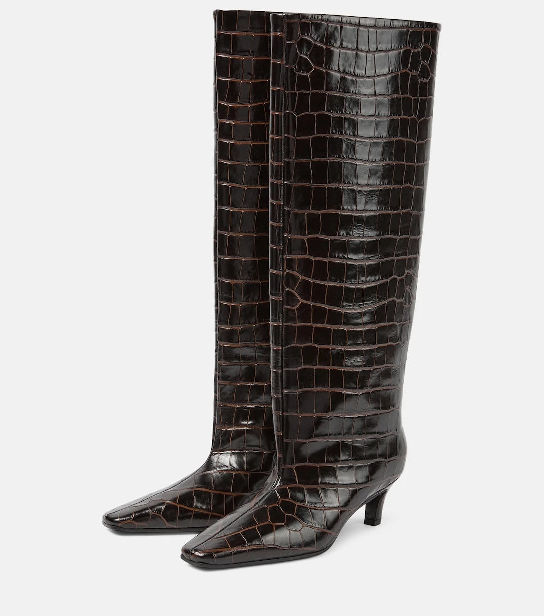 Toteme - Wide Shaft croc-effect leather knee-high boots