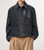LOEWE Black Leather-Trim Denim Jacket