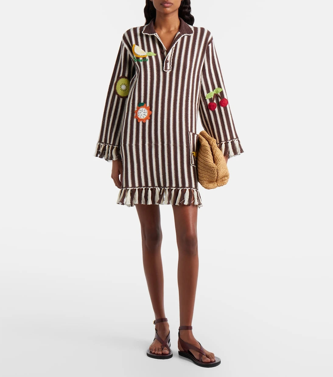 Alémais - Sundae crochet embroidered cotton kaftan
