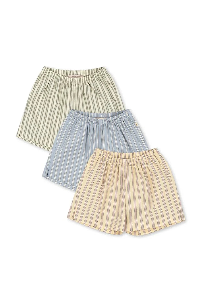 Konges Sløjd çocuklar için pamuklu kısa şort 3 PACK AZUR SHORTS GOTS
