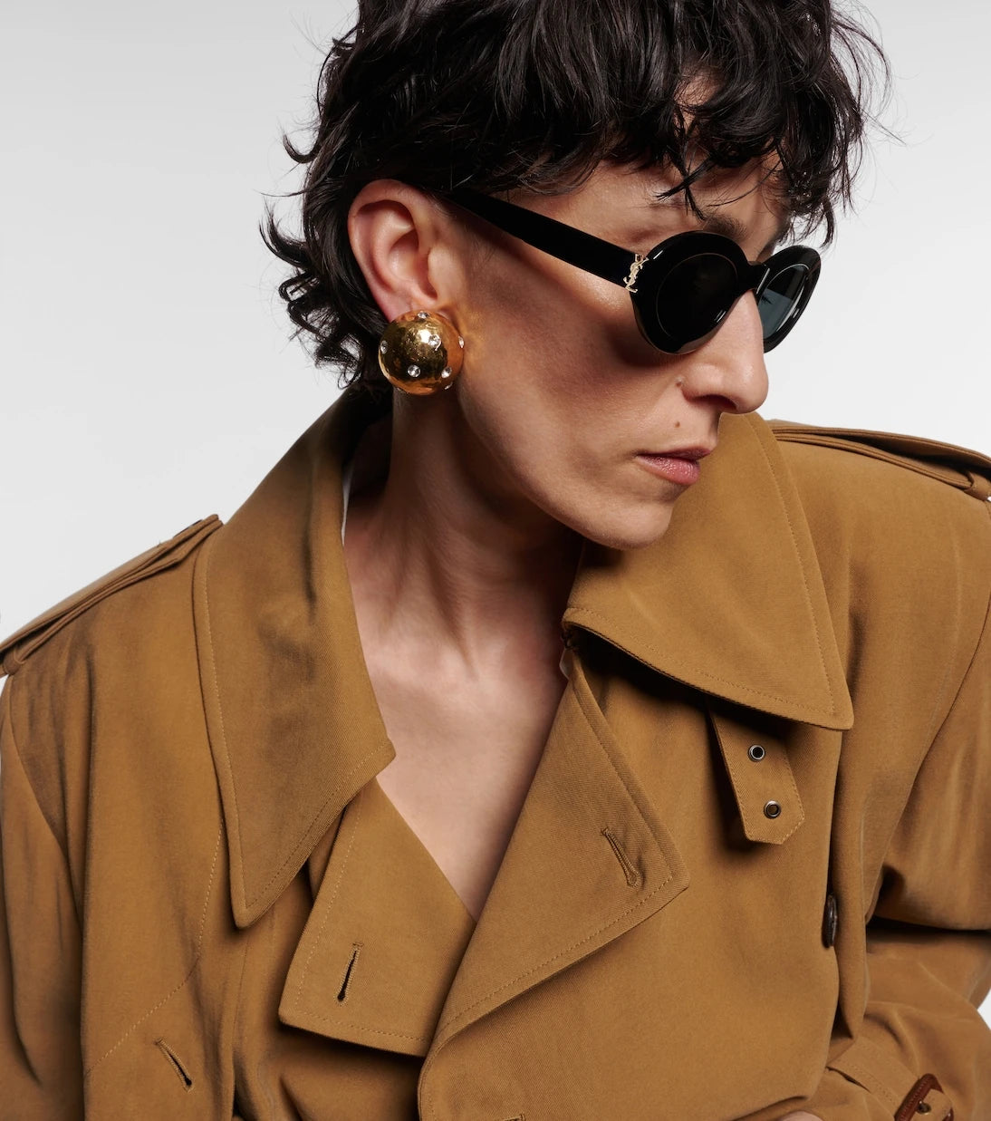Saint Laurent - نظارة شمسية بيضاوية SL M136