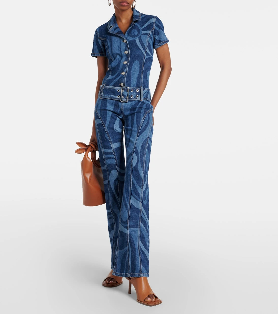 Pucci - Marmo belted denim jumpsuit