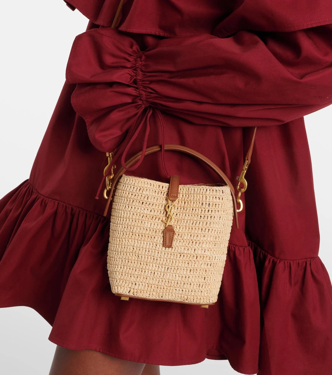 Saint Laurent - Le 37 Mini raffia bucket bag