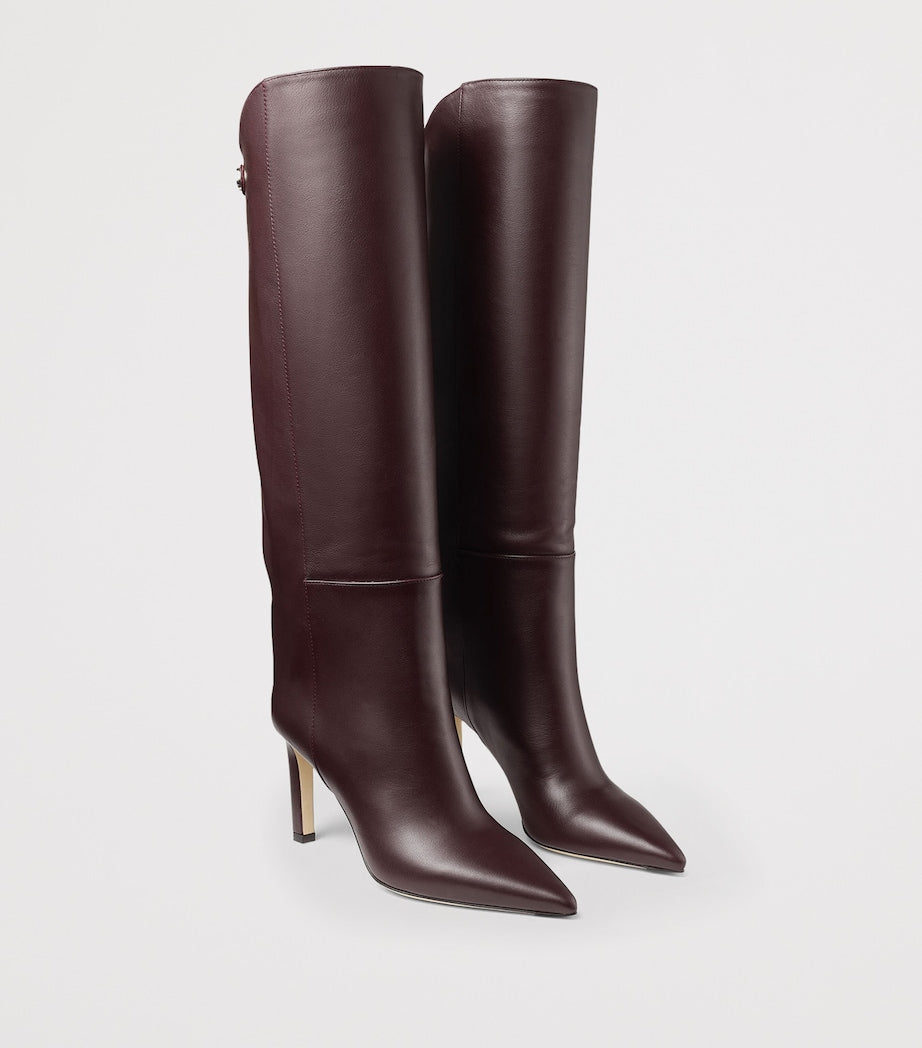 Burgundy Alizze 85 Leather Knee-High Boots