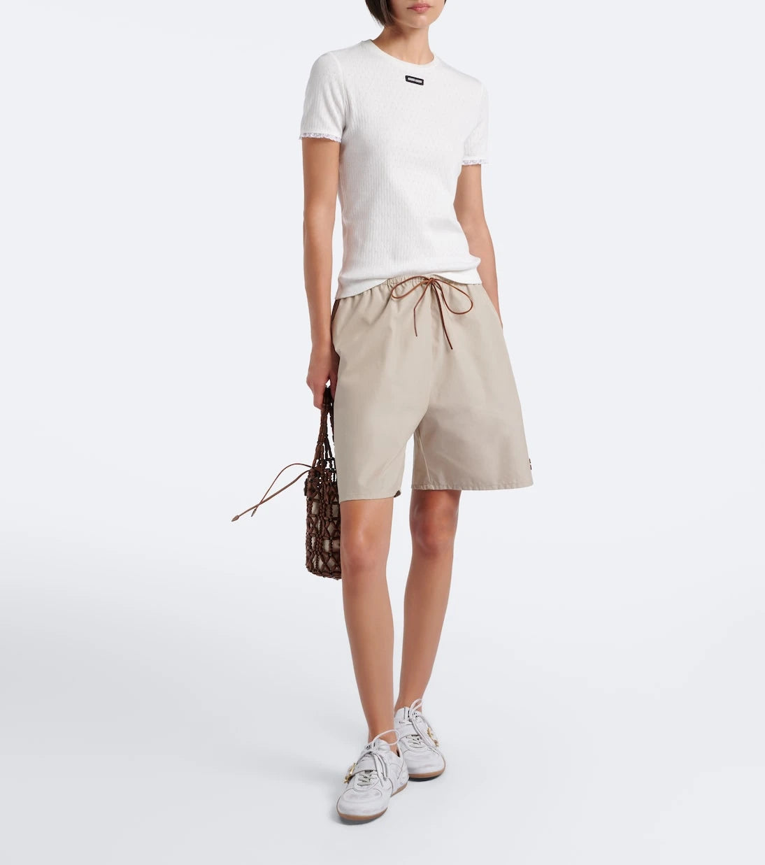 Miu Miu - Pointelle cotton T-shirt