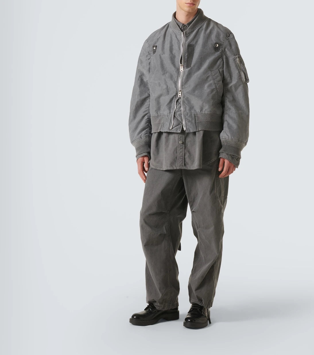 Sacai - Ripstop-trimmed twill bomber jacket