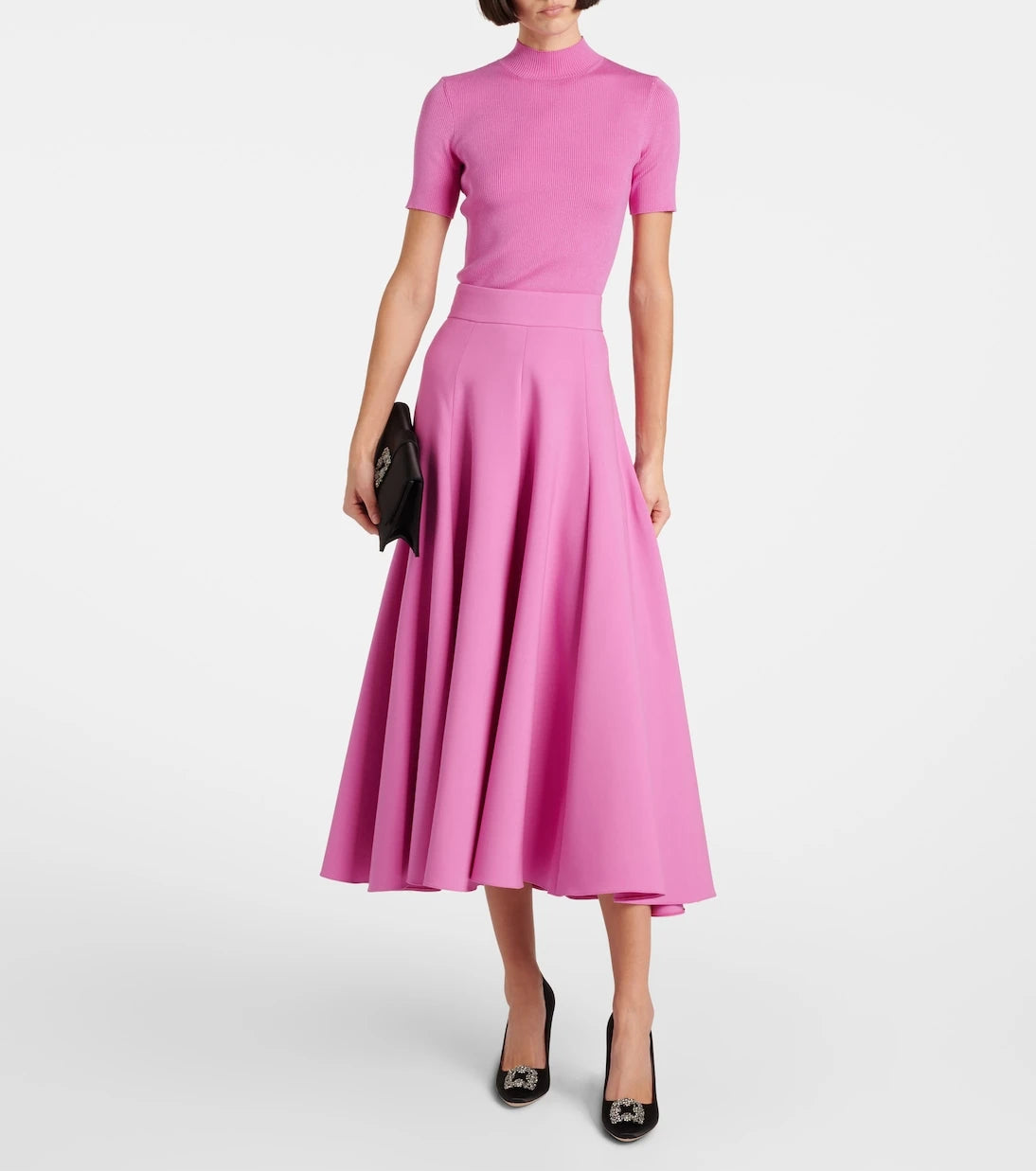 Oscar de la Renta - High-rise wool-blend midi skirt