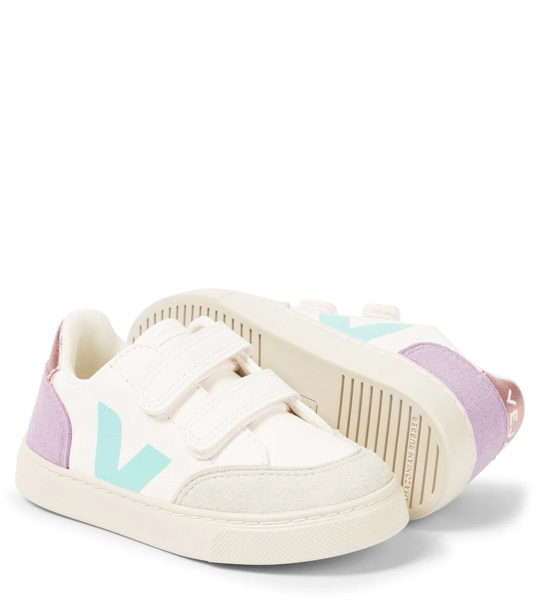 Veja Kids - V-12 suede-trimmed leather sneakers