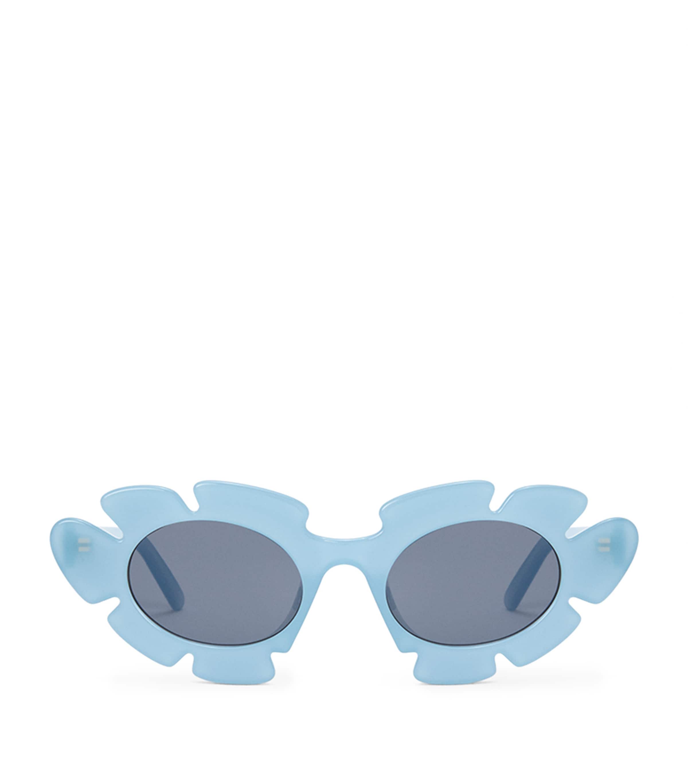 Blue Acetate Oval Flower Sunglasses