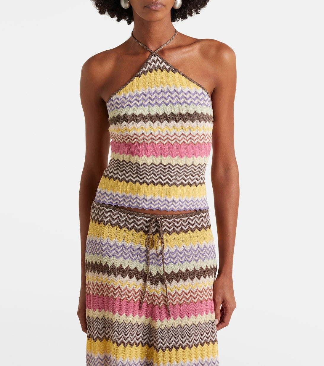 Faithfull - Ria chevron halterneck lamé top