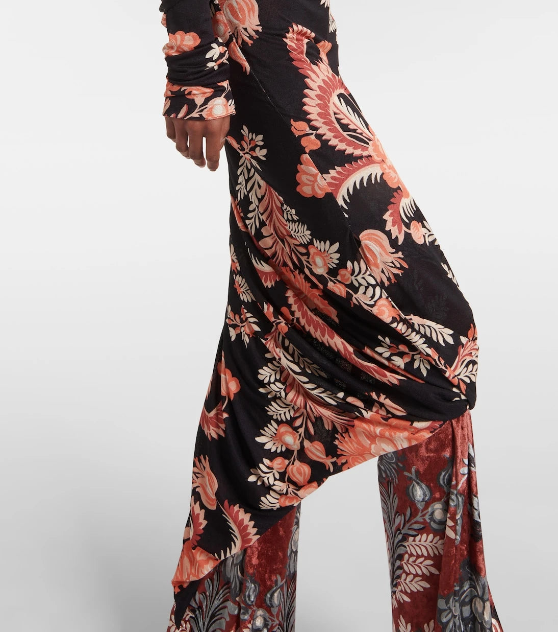 Etro - Floral draped asymmetric midi dress