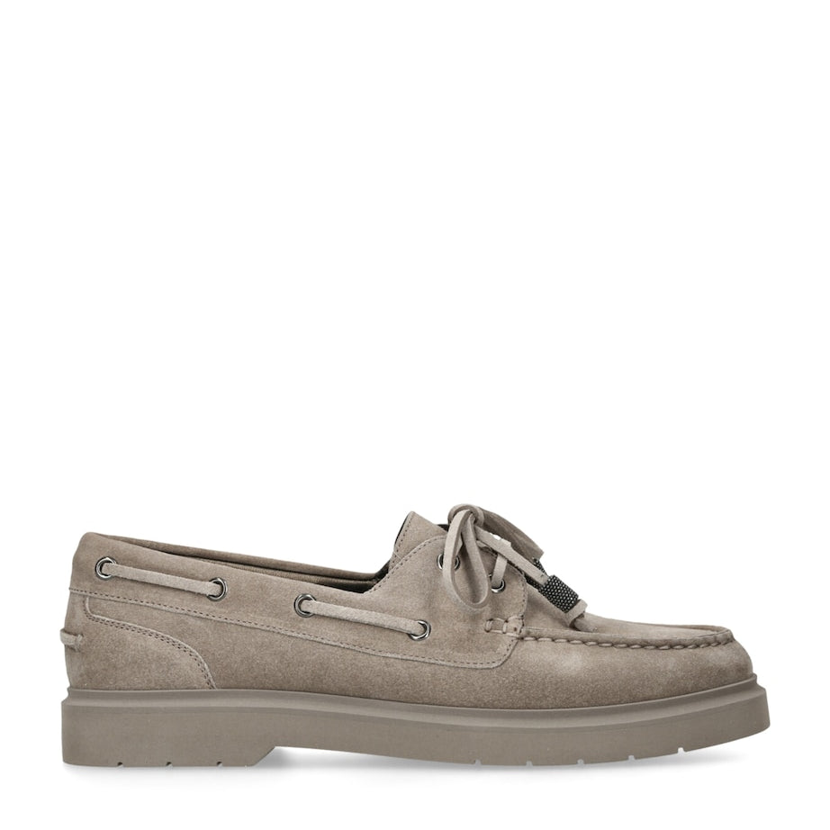 Brunello Cucinelli Brown Suede Boat Shoes
