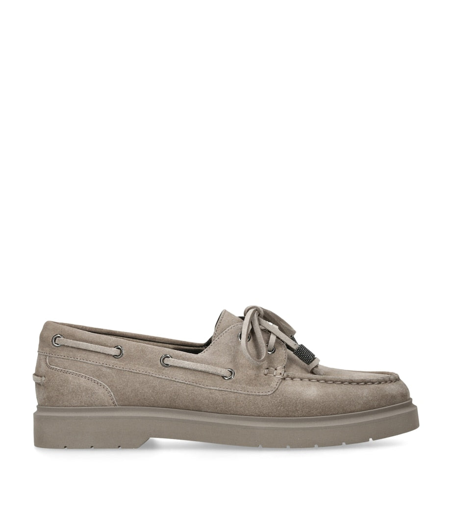 Brunello Cucinelli Brown Suede Boat Shoes
