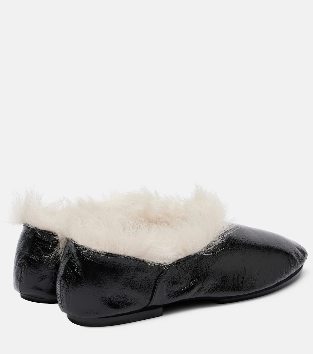 Jil Sander - Shearling-trimmed leather slip-on shoes
