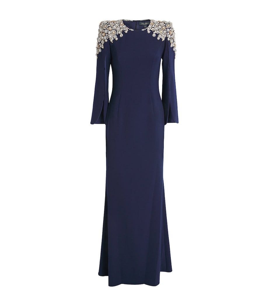 Jenny Packham Black Embellished-Neck Nile Gown