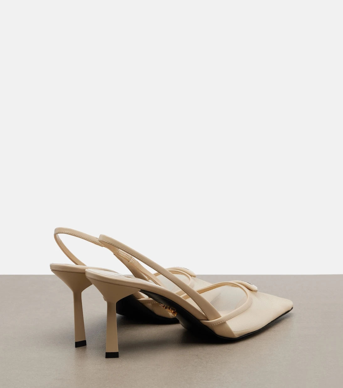 Prada - Leather-trimmed mesh slingback pumps