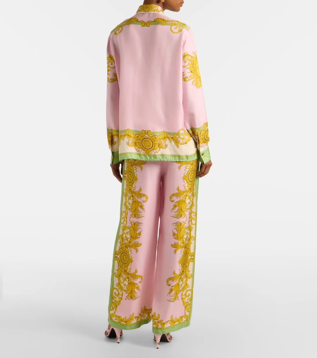 Versace - Printed silk twill wide-leg pants