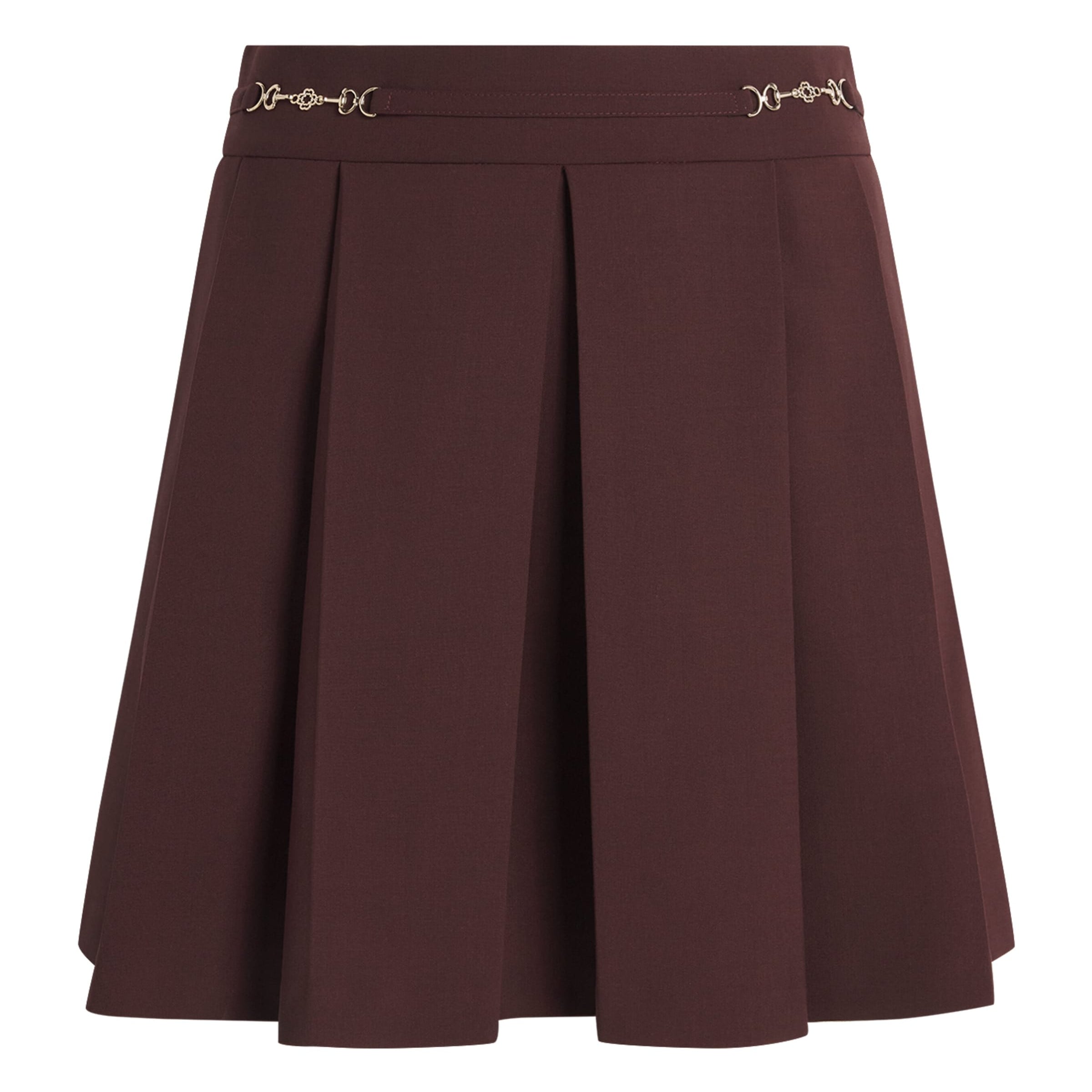 Red Wool-Blend Pleated Mini Skirt