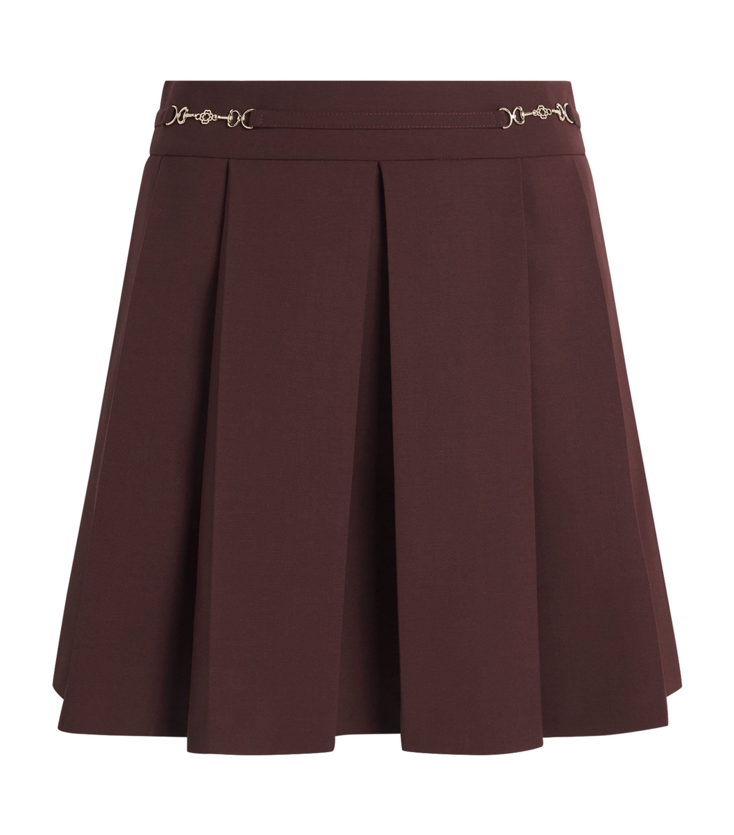 Red Wool-Blend Pleated Mini Skirt