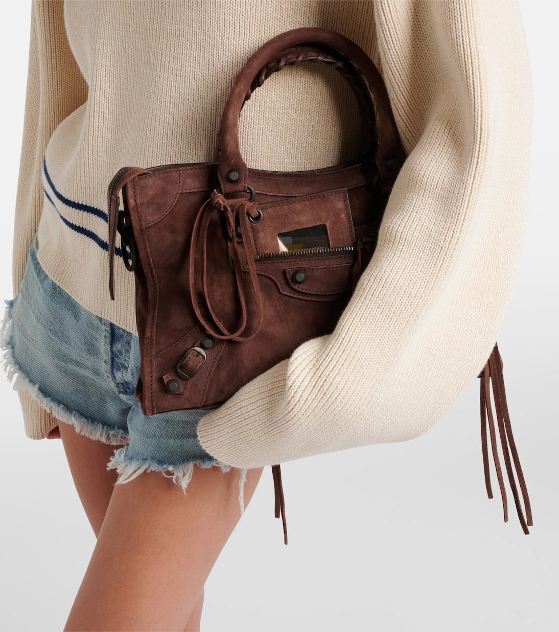 Balenciaga - Le City Small suede top-handle bag