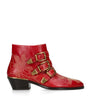 Chloé Red Leather Susanna Western Ankle Boots 40