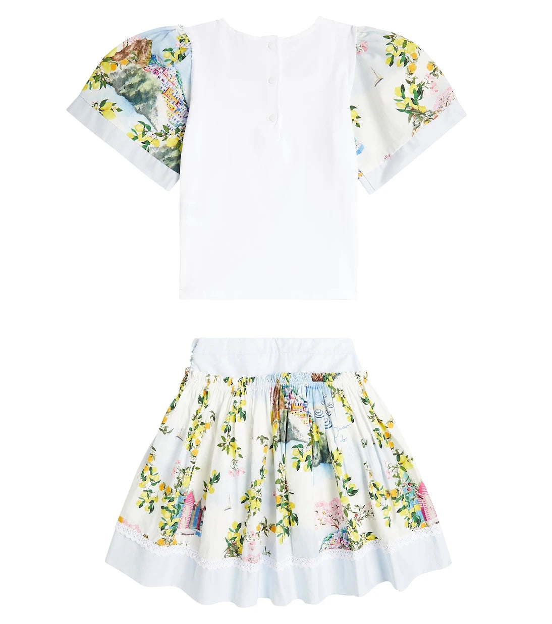 Patachou - Printed cotton-blend top and skirt set