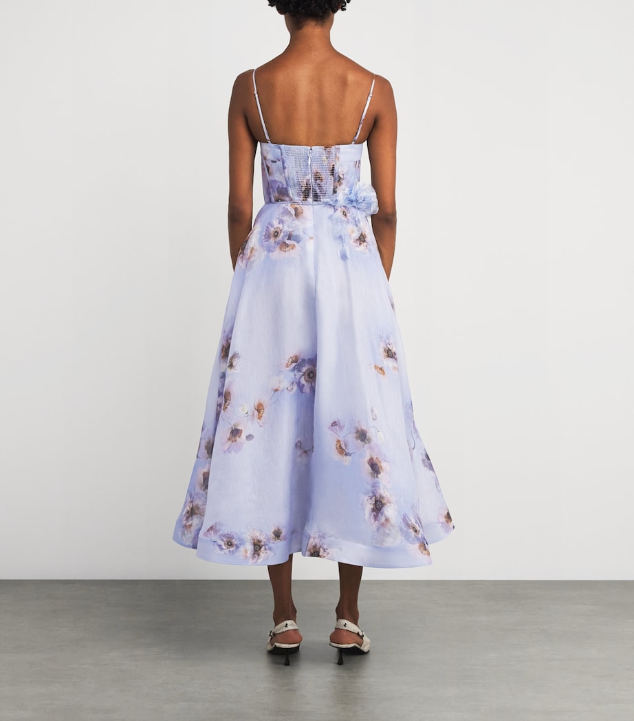 Purple Linen-Silk Hypnotic Picnic Midi Dress