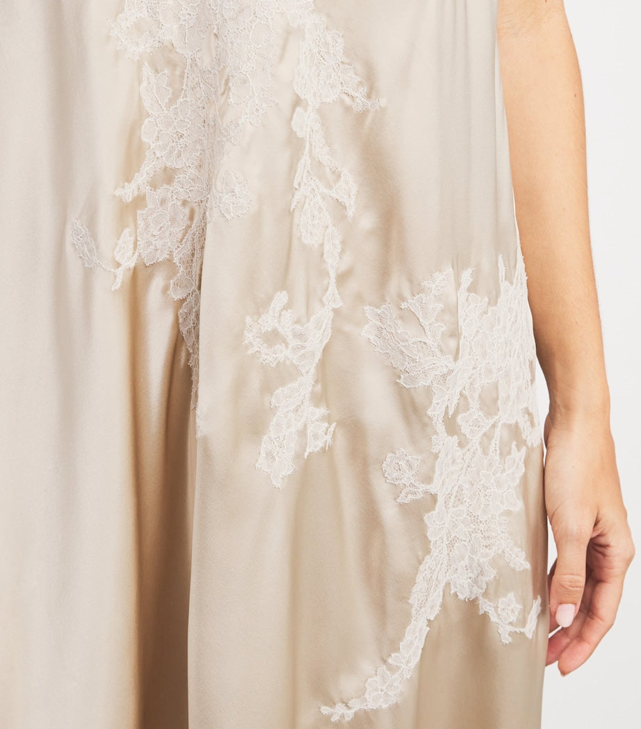 TORLOWEI Ivory Silk Lace Patsy Nightdress