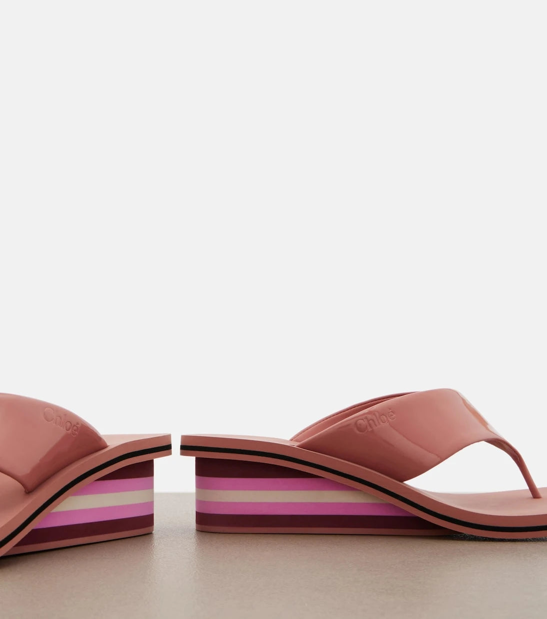 Chloé - Swimming Cool leather wedge thong sandals