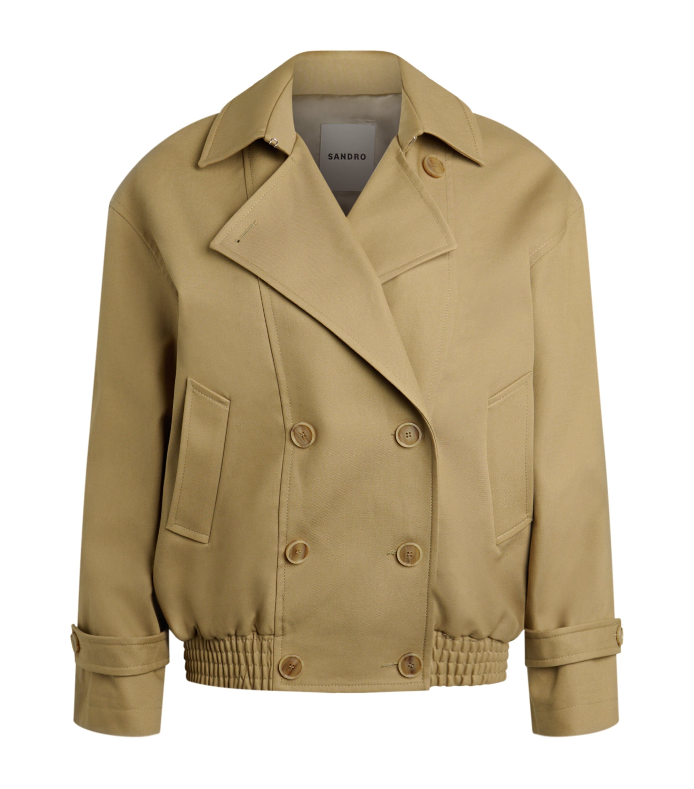 Cotton Oversized Short Trench Coat BEIGE