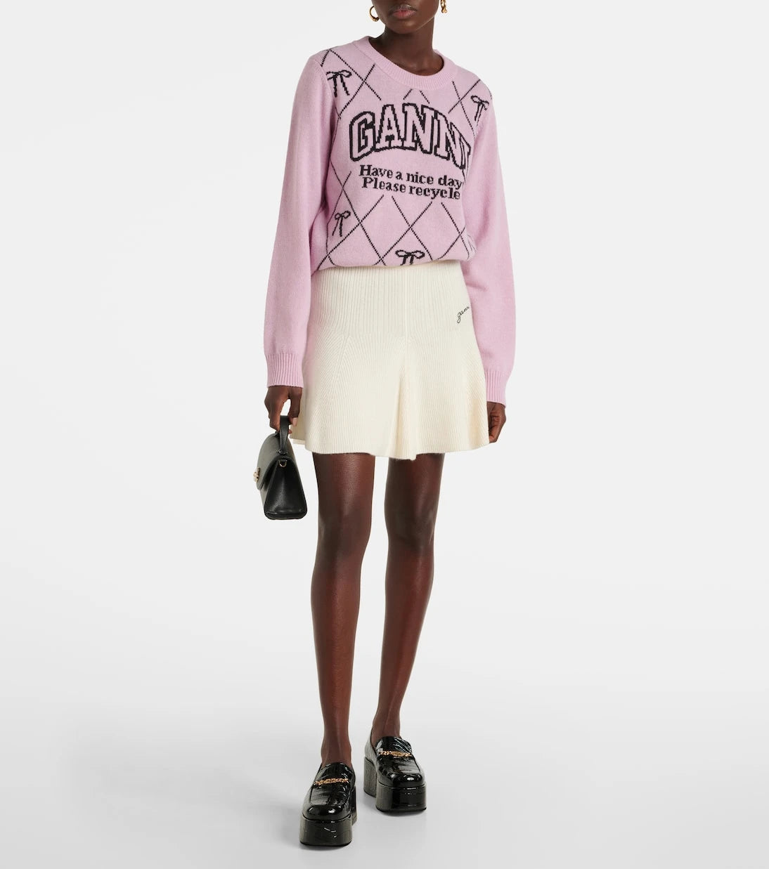 Ganni - Logo intarsia wool-blend sweater