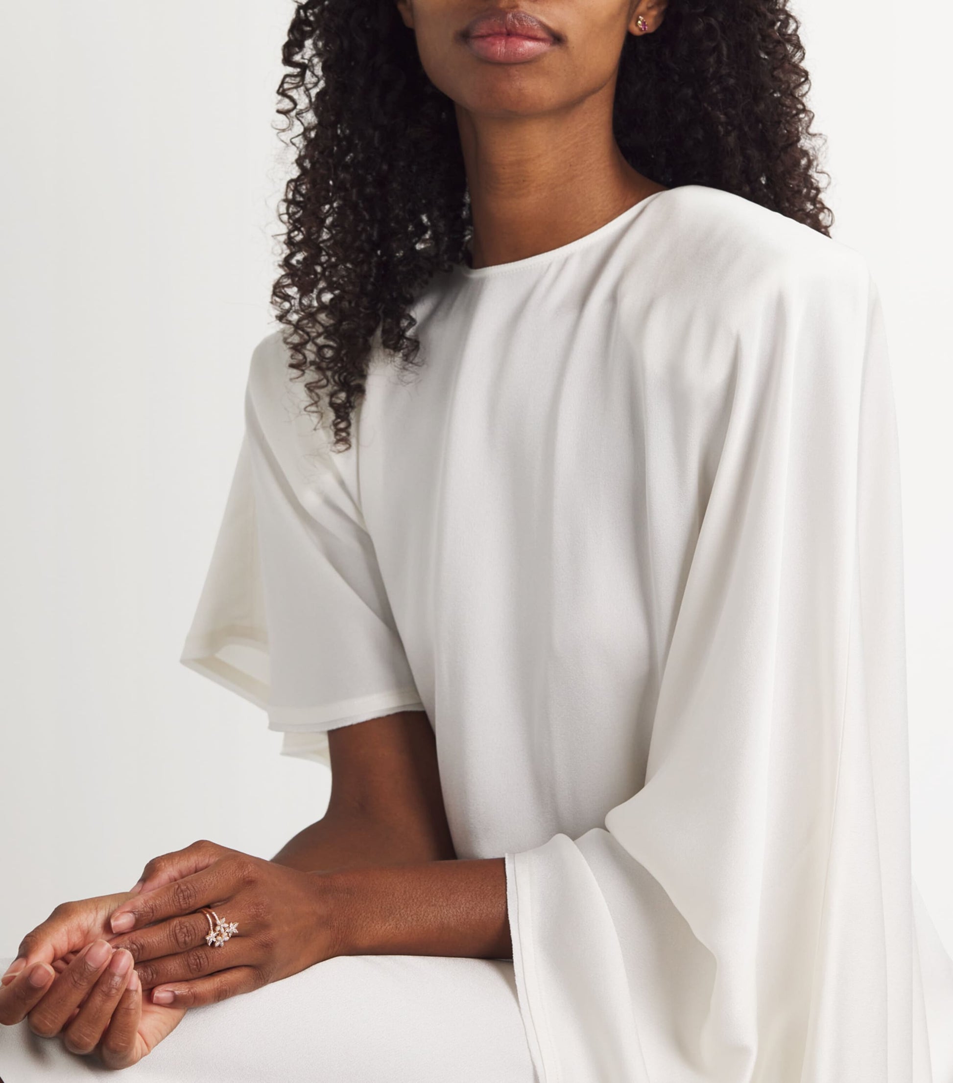 Bee Goddess Rose Gold and Diamond Apple Seed Ring (Size 16.5)