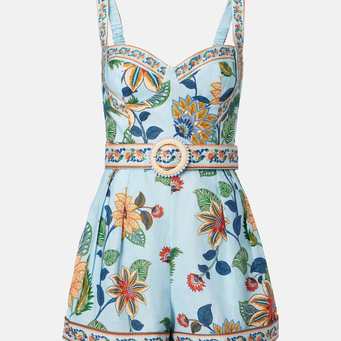 Farm Rio - Delhi floral belted linen romper