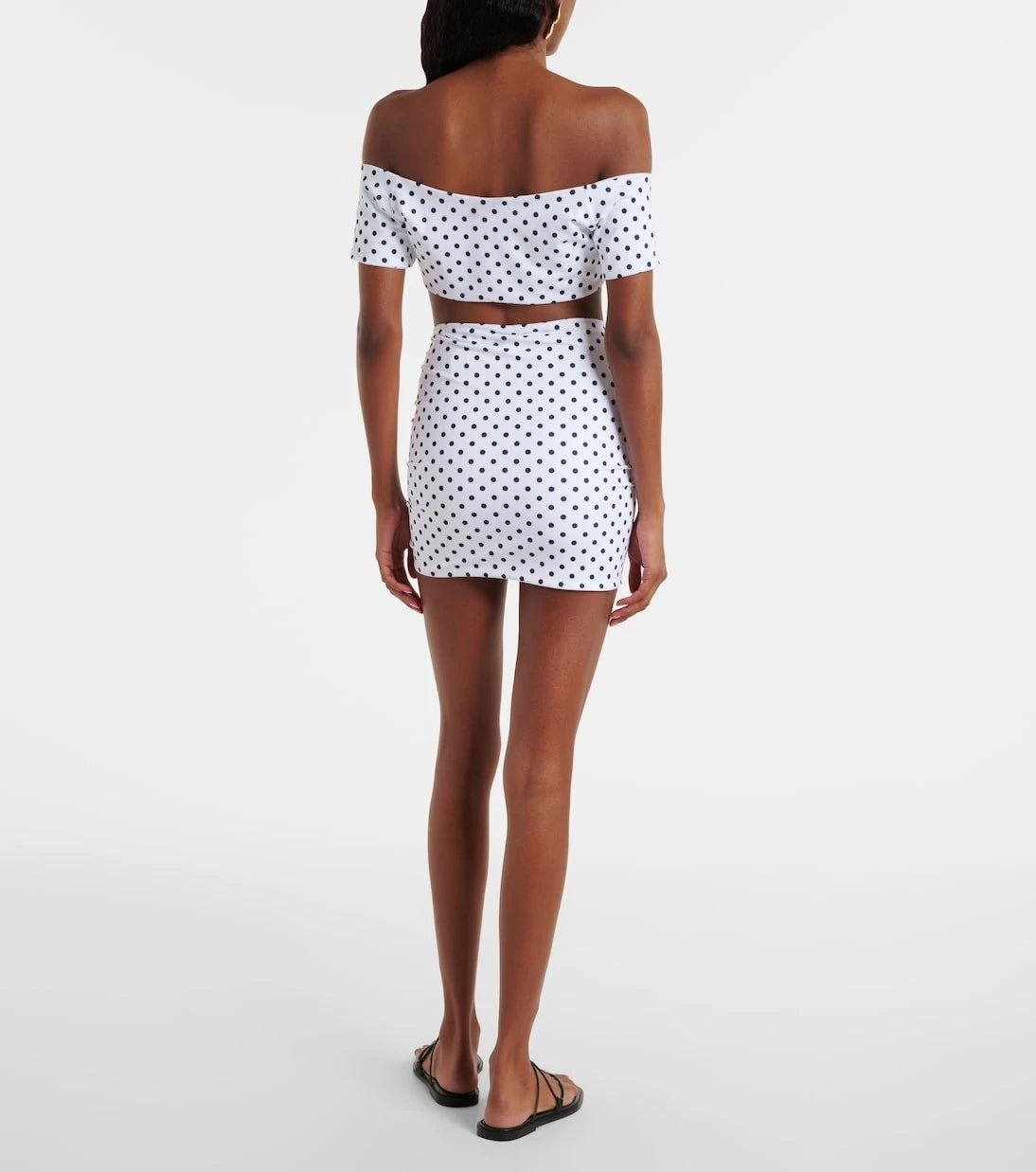 Bananhot - Stefani polka-dot off-shoulder crop top
