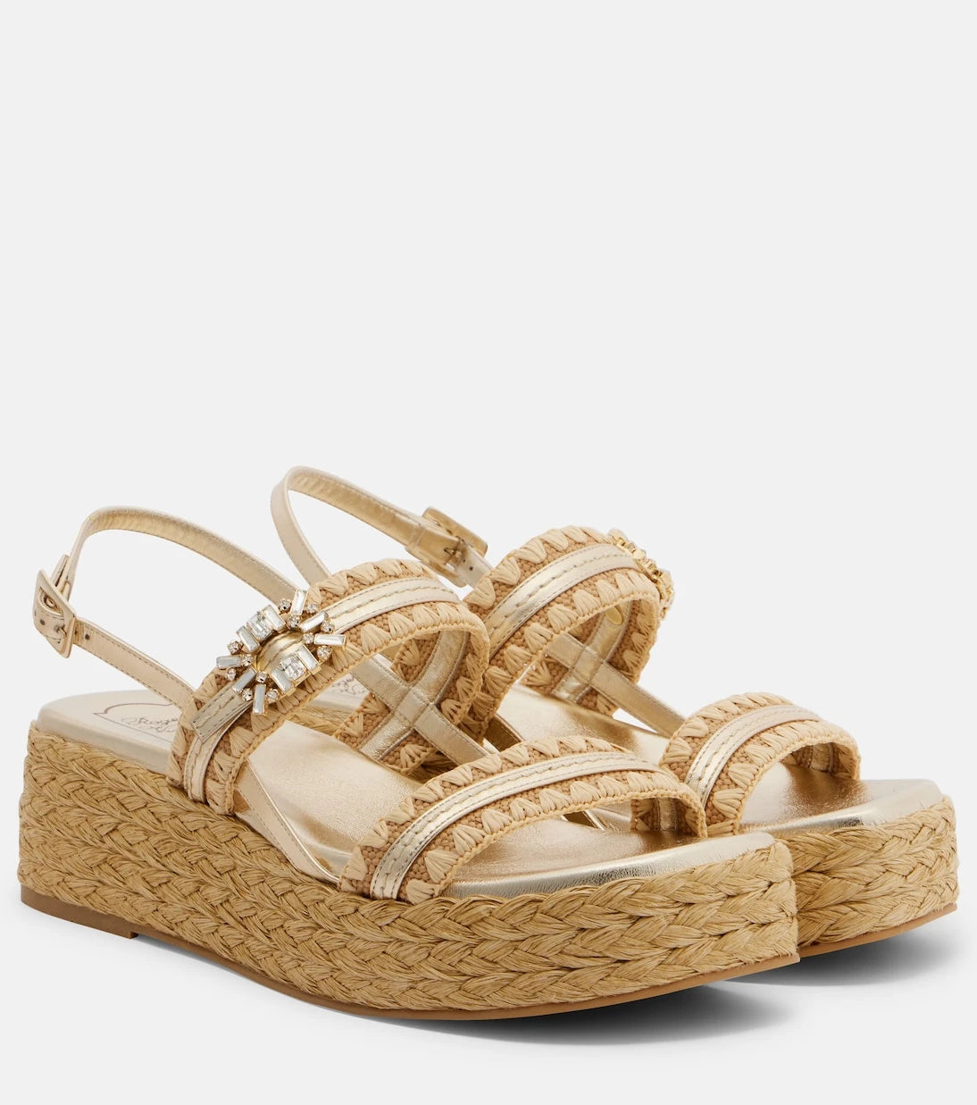 Roger Vivier - صنادل إسبادريل بكعب ويدج مزينة