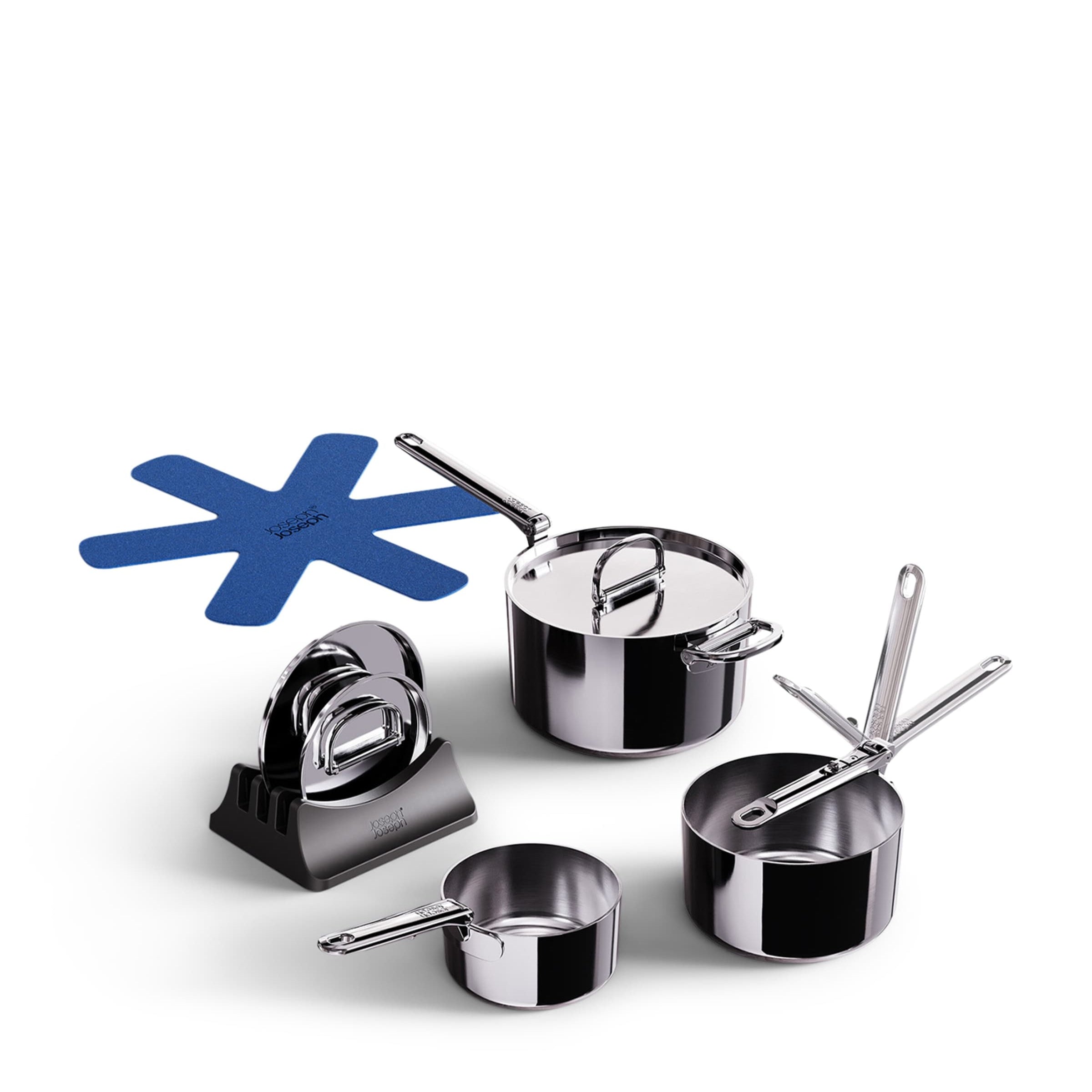 Joseph Joseph Space Steel Folding-Handle 3-Piece Saucepan Set