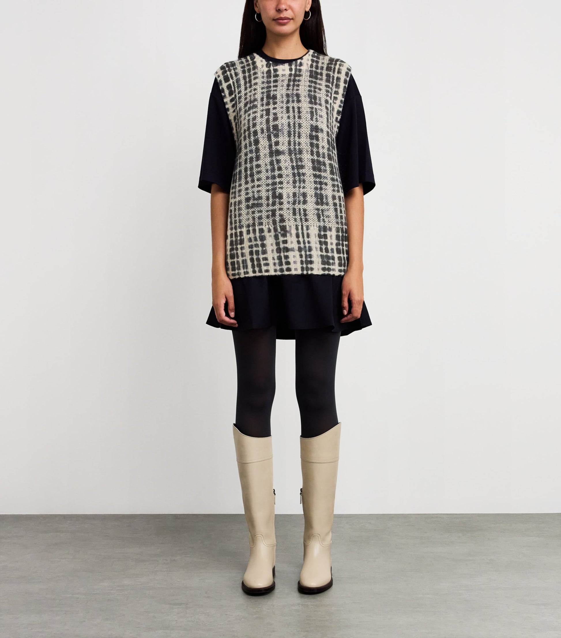 MAX&Co. White Check Knit Tank Top