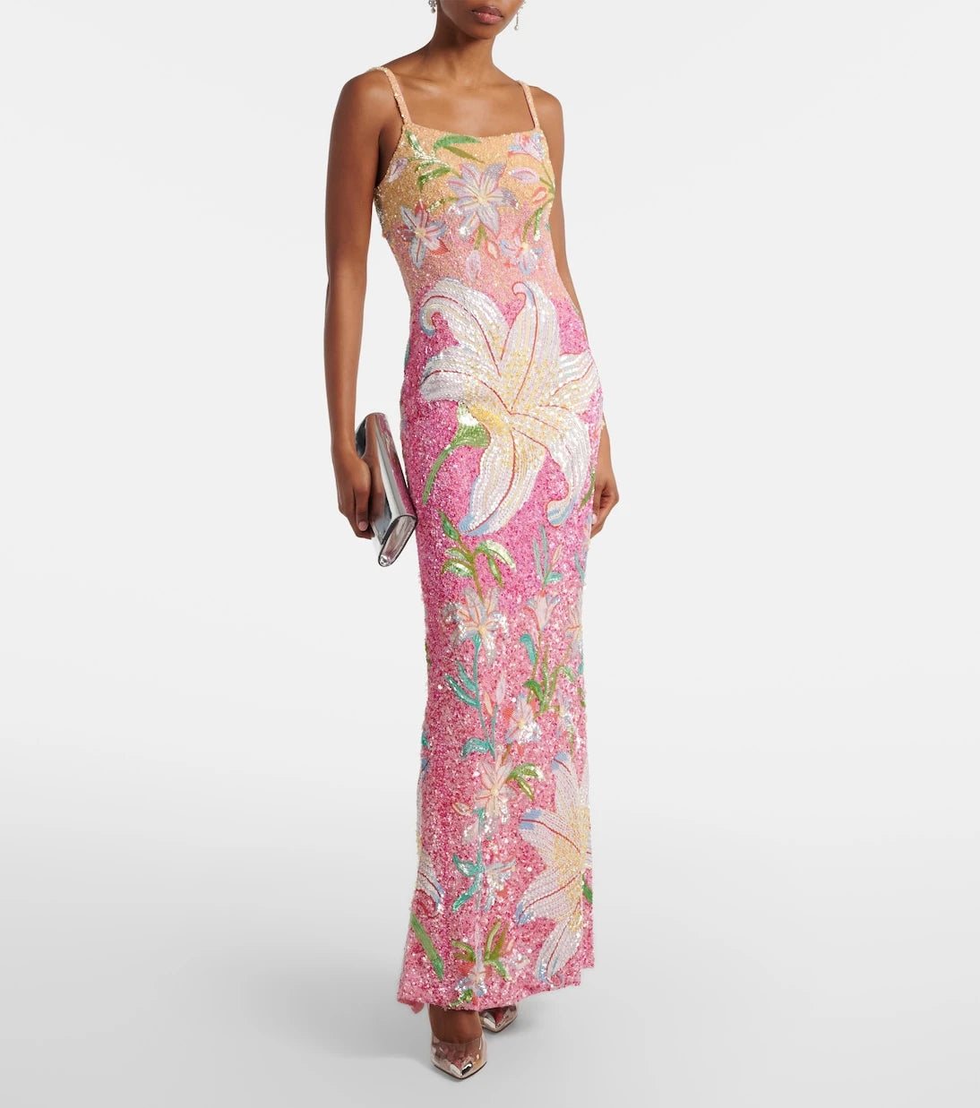 Là Fuori - Floral sequined gown