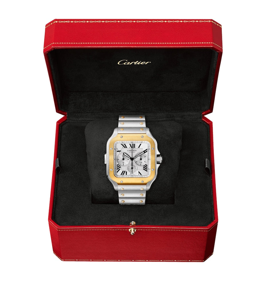 Stainless Steel and Yellow Gold Santos de Cartier Watch 43.3mm