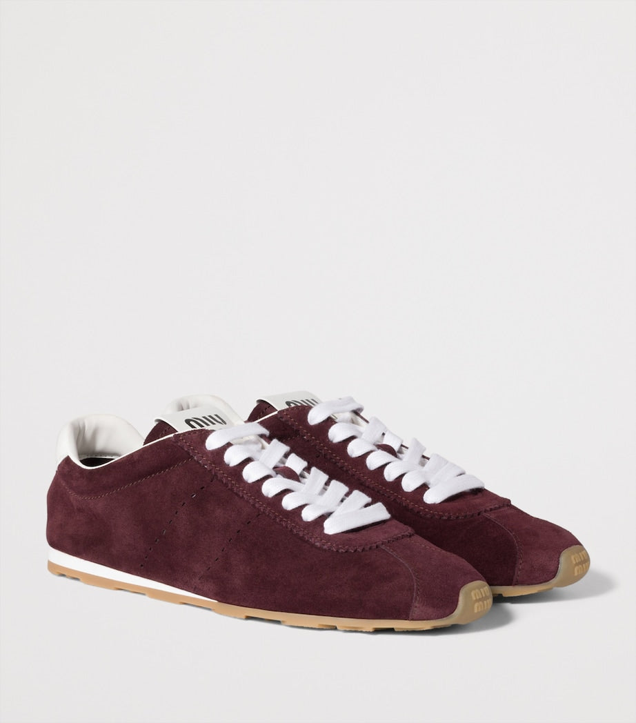Burgundy Suede Plume Sneakers