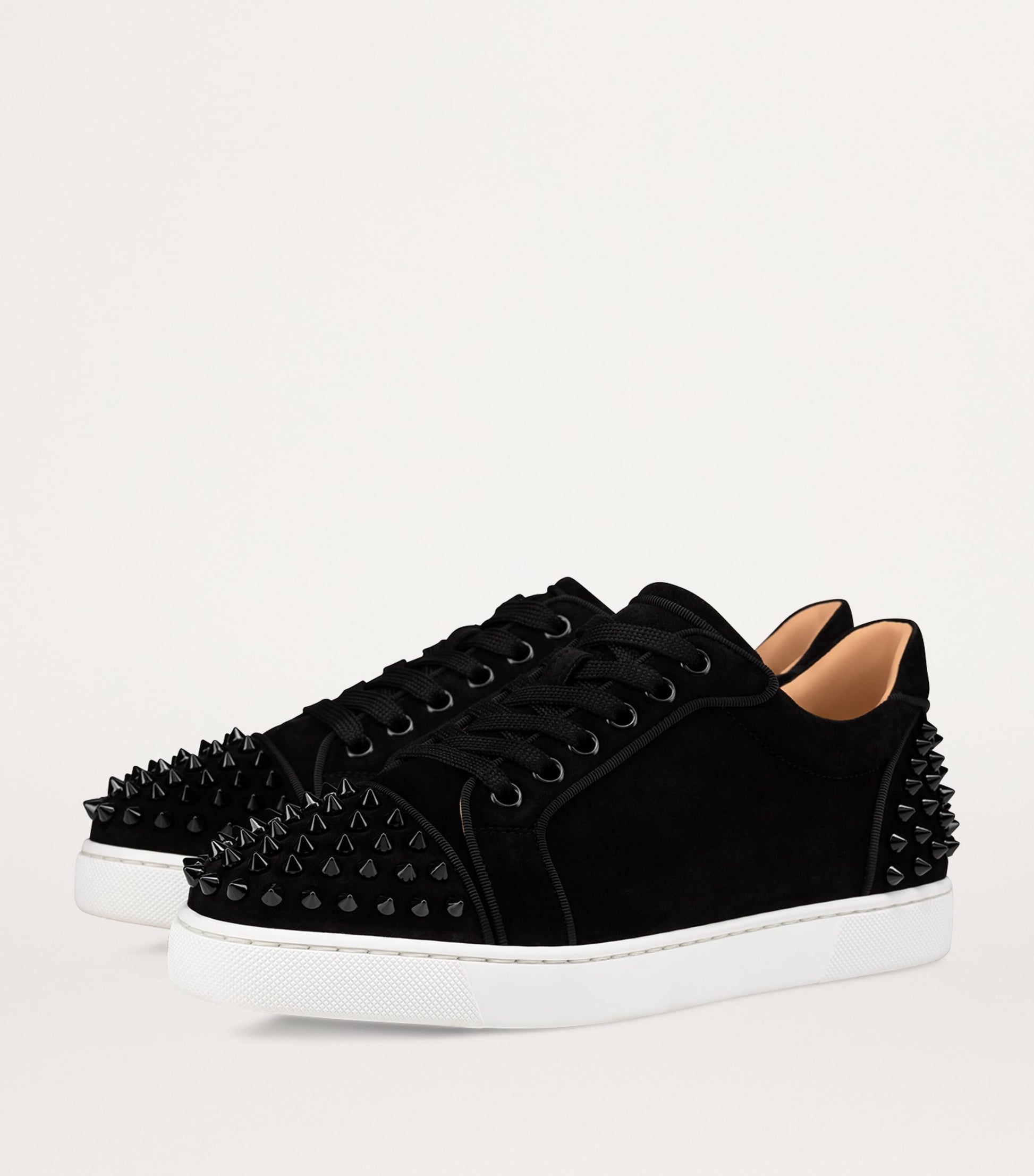 Christian Louboutin Black Vieira 2 Spikes Suede Low-Top Sneakers