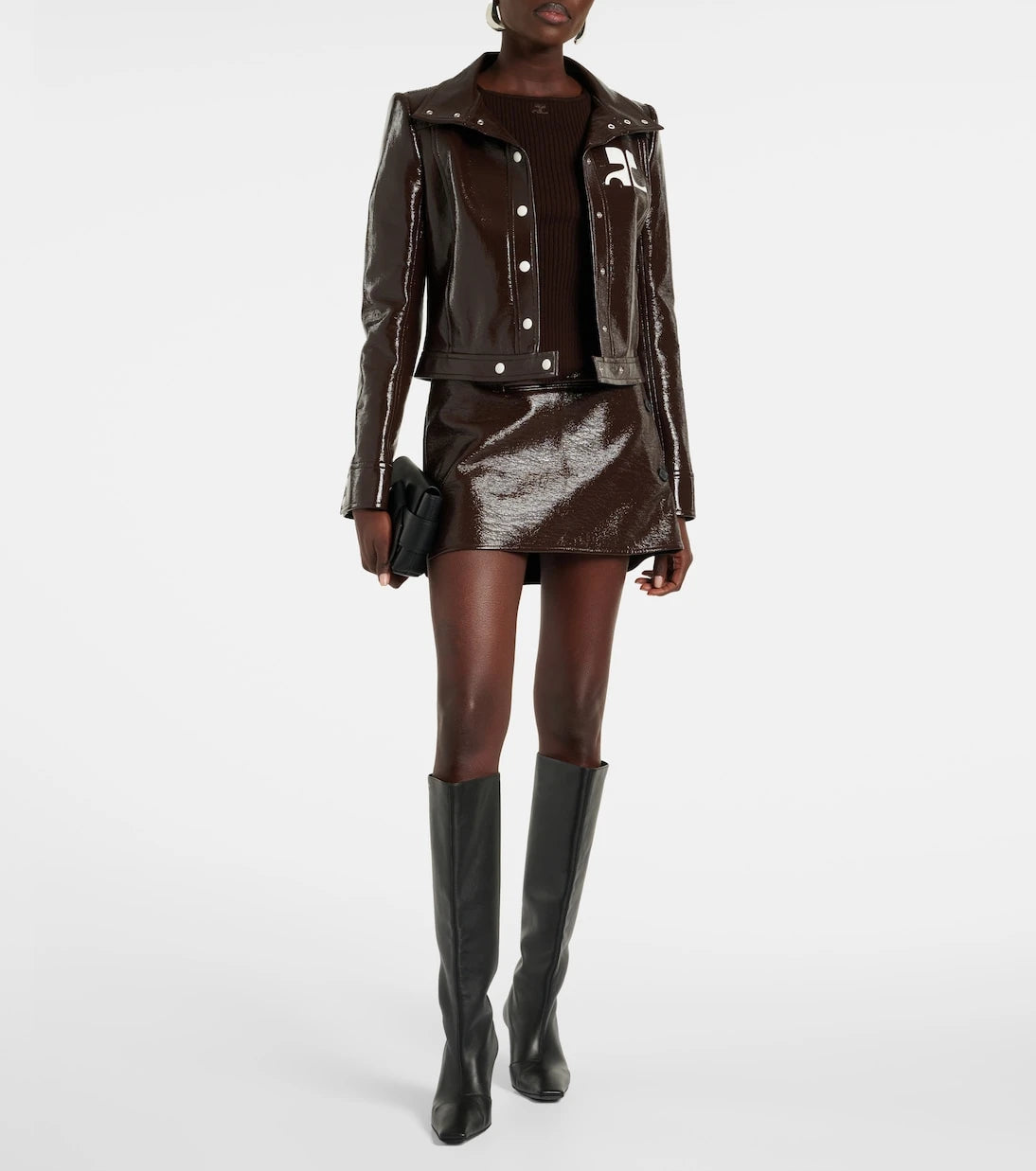 Courrèges - Coated cotton-blend miniskirt